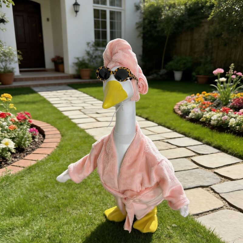 New 23inch Porch Goose Pajamas with Quirky Designs, Porch Goose Costumes, Garden Decoration Goose Bathrobes