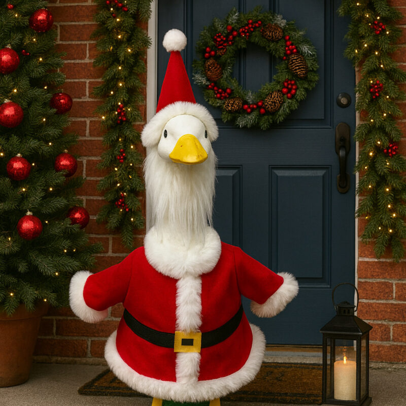 Porch Goose Costume Santa Claus Grinch Green Fur Funny Yard Decoration Yard Decor
