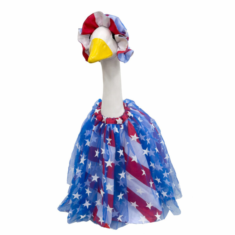 New American Independence Day Porch Dress Set with Tulle Skirt, Puffy Skirt, and Hat for a Quirky Garden Festival Outfit