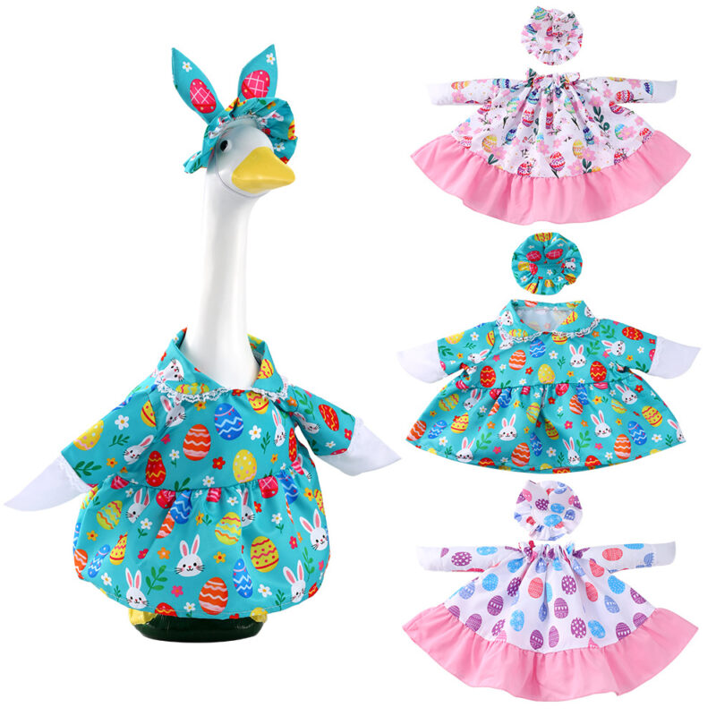 New Easter Porch Goose Clothes with Egg and Rabbit Prints, Holiday Decoration Supplies, in Stock from the Manufacturer
