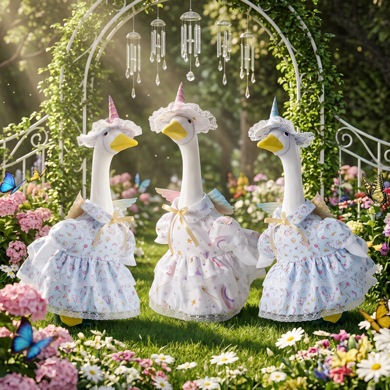 New Model 23inch Porch Goose Clothes Unicorn Goose Clothes Lace Printed Goose Skirts Manufacturer Wholesale