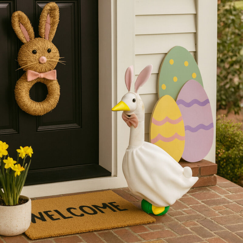 23inch Easter Holiday Atmosphere Set with Goose and Rabbit Decorations for Outdoor Lawn Parties