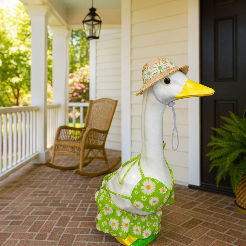 Porch Goose Clothes New Style Big White Goose Hawaiian Bikini Set Yellow Daisy Lawn Decoration Goose Outfit