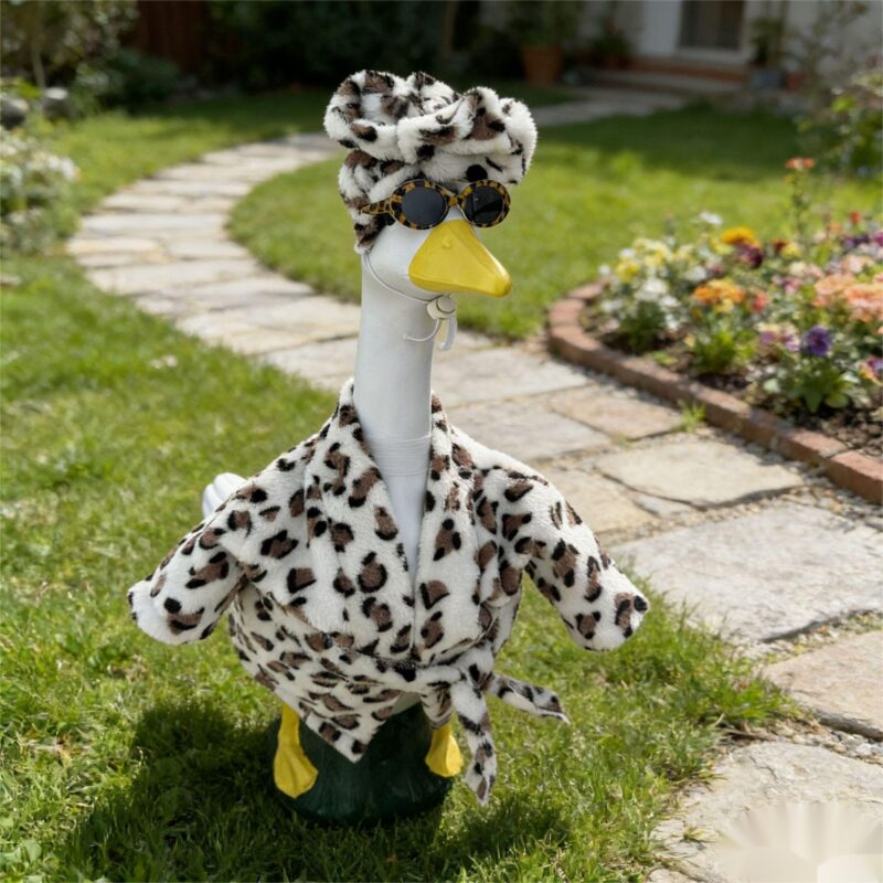 2026 New Model Porch Goose Costume Leopard Print Pajamas Bathrobe 23inch Outdoor Garden Decoration