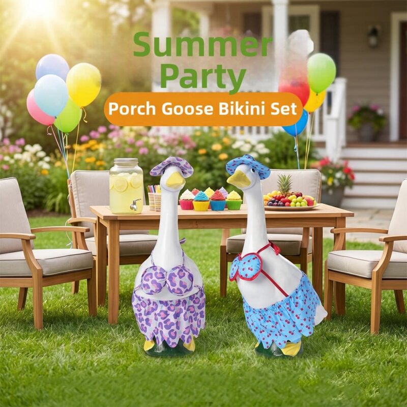 Summer New Style Porch Goose Bikini Fruit Leopard Print Goose Swimsuit Garden Decoration Manufacturer Wholesale