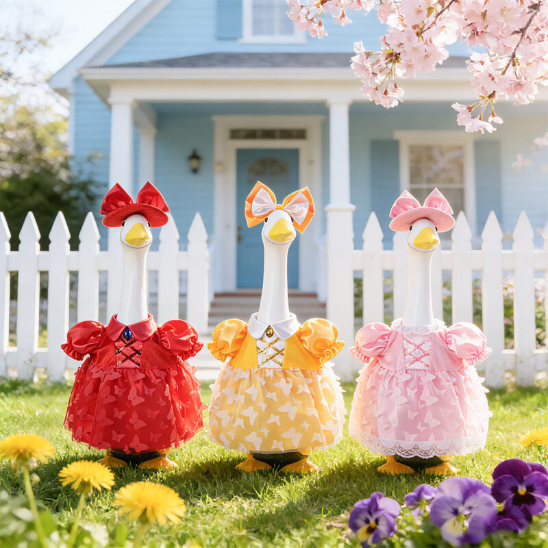 New 23inch Sunflower Porch Goose Costume Princess Tulle Dress Suit Outdoor Garden Statue Goose Costume Wholesale
