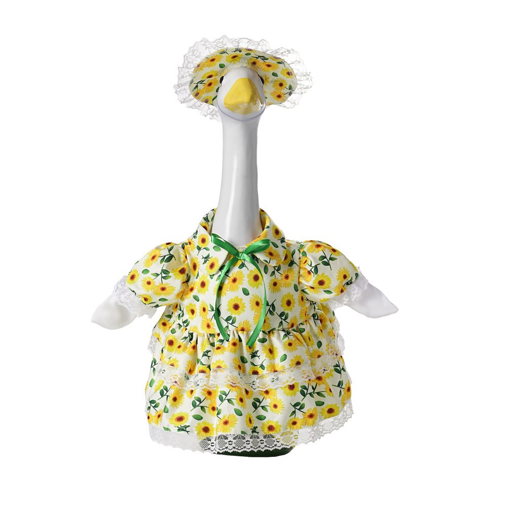 New Style Porch Goose Clothing, Pastoral Style Sunflower 23inch Big Goose Clothing and Hat Set, Wholesale from Manufacturer - Image 5