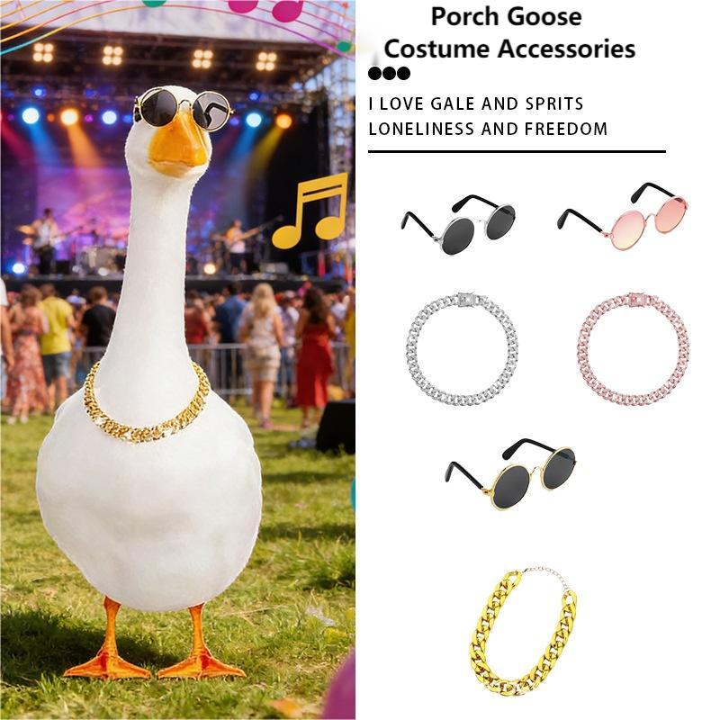 Porch Goose Costume Lawn Goose Statue Sunglasses Collar Garden Goose Vintage Pet Role-Playing Party