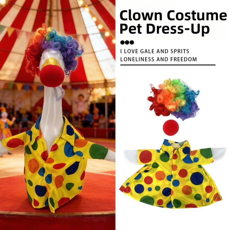 23inch Porch Goose Clown Costume Entrance Decoration Includes Afro Hair and Nose Transformation Party Outfit