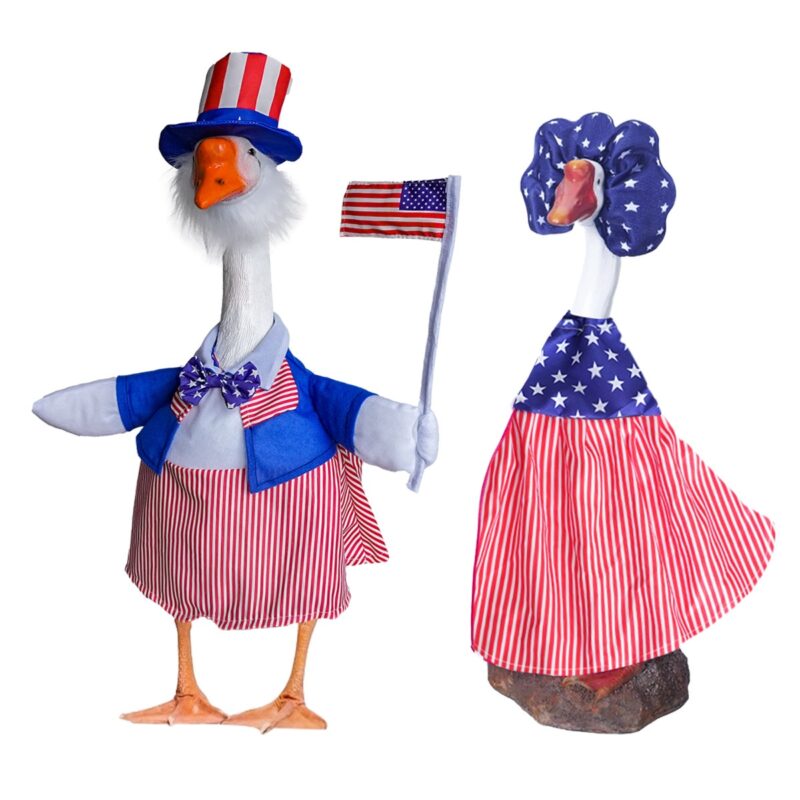 July 4th Porch Goose Outfit American Flag Goose Costume Independence Day Decor 23 Inch Outdoor Yard Lawn Ornament