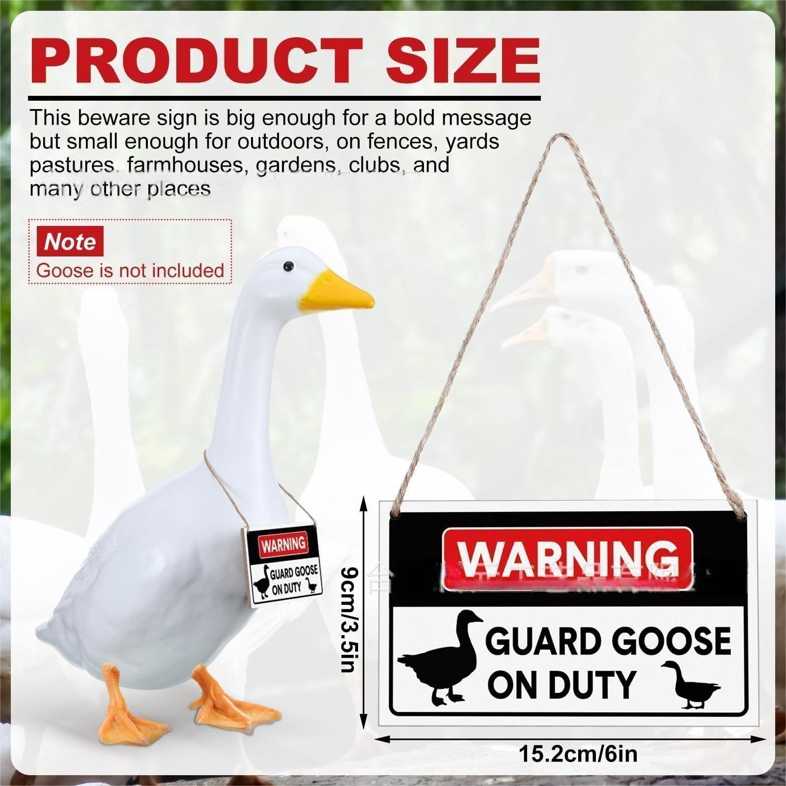 New Porch Goose Warning Sign, Guard Goose On Duty Decorative Wooden Plaque, Wood Crafts for Home & Garden
