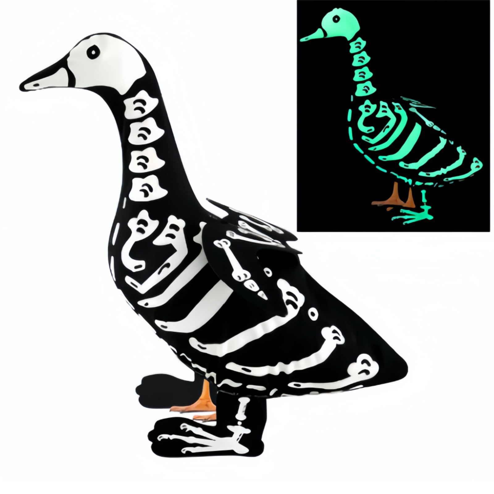 Skeleton Costume for Porch Goose Halloween Decoration, Fits 17 and 23 Inch Cement Goose Statues