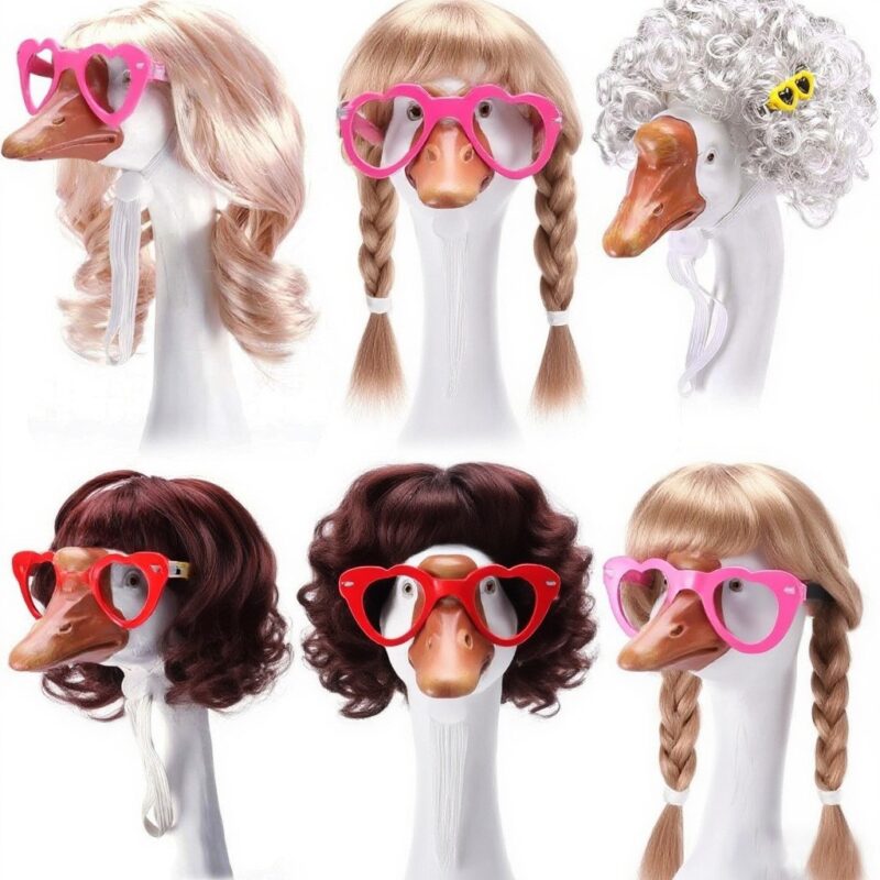 Pure Handmade Crocheted American-Style Big Goose Wig Hat, Cute Decorative Hat, Wig Headgear