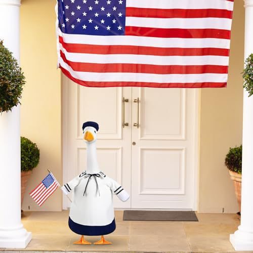 Patriotic & Sailor Outfits for 23 Inch Concrete Porch Goose, with Hat and Flag - Image 5