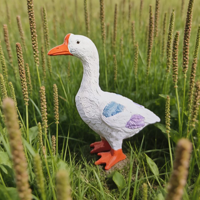 White Goose Figurine, Mini Landscape Patterned Goose Decor, Resin Ornament for Living Room, Garden & Outdoor - Image 5
