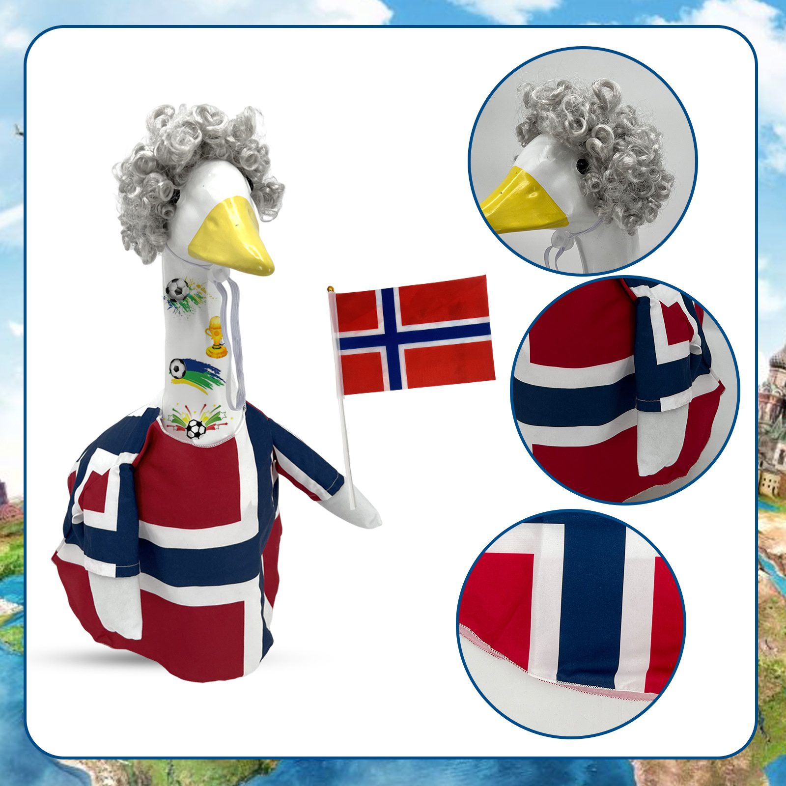 New Independence Day Porch Goose Clothes, Waterproof Goose Yellow Raincoat, American Flag Goose Clothes and Hat Set - Image 4