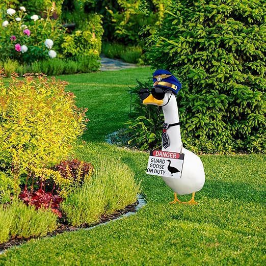 Porch Goose Sign, Goose Air Force Hat, Glasses, Warning Guard Goose, Warning Sign, Yard Porch Lawn Decoration - Image 4