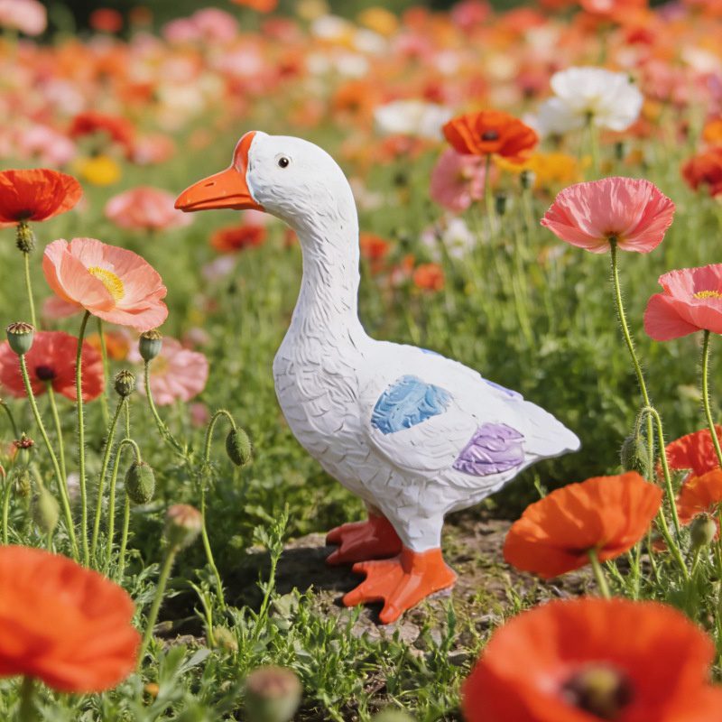 White Goose Figurine, Mini Landscape Patterned Goose Decor, Resin Ornament for Living Room, Garden & Outdoor - Image 4