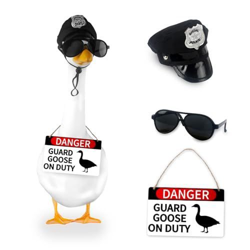 Porch Goose Sign, Goose Air Force Hat, Glasses, Warning Guard Goose, Warning Sign, Yard Porch Lawn Decoration - Image 3