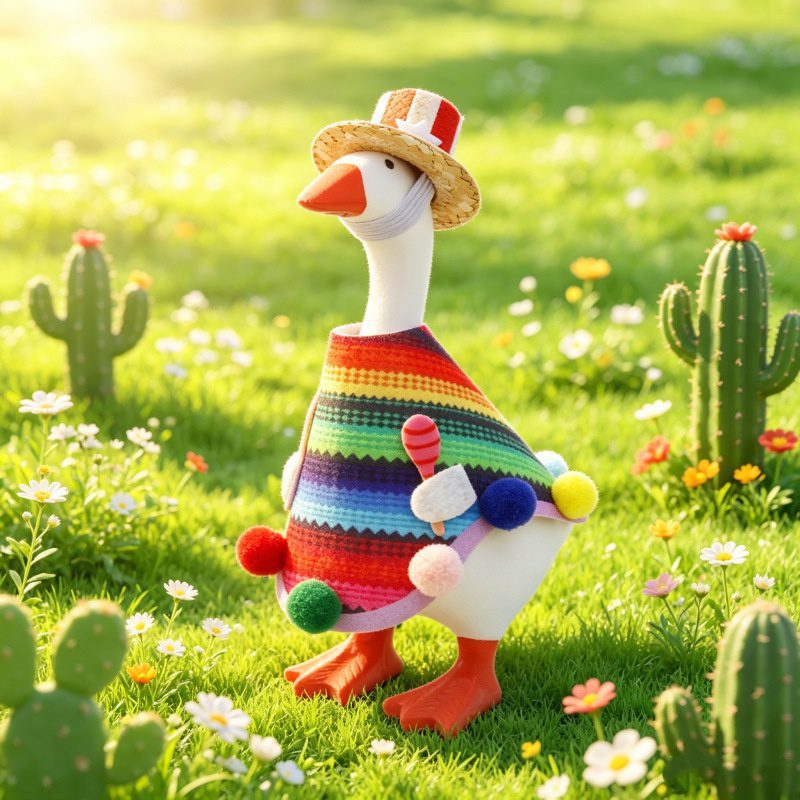 Creative 7 Inch Mini Goose Outfit Set, Independence Day & Mexican Themed Holiday Desktop Goose Clothes - Image 3