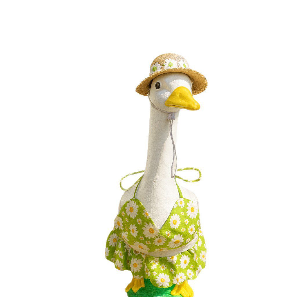 Porch Goose Clothes New Style Big White Goose Hawaiian Bikini Set Yellow Daisy Lawn Decoration Goose Outfit - Image 2