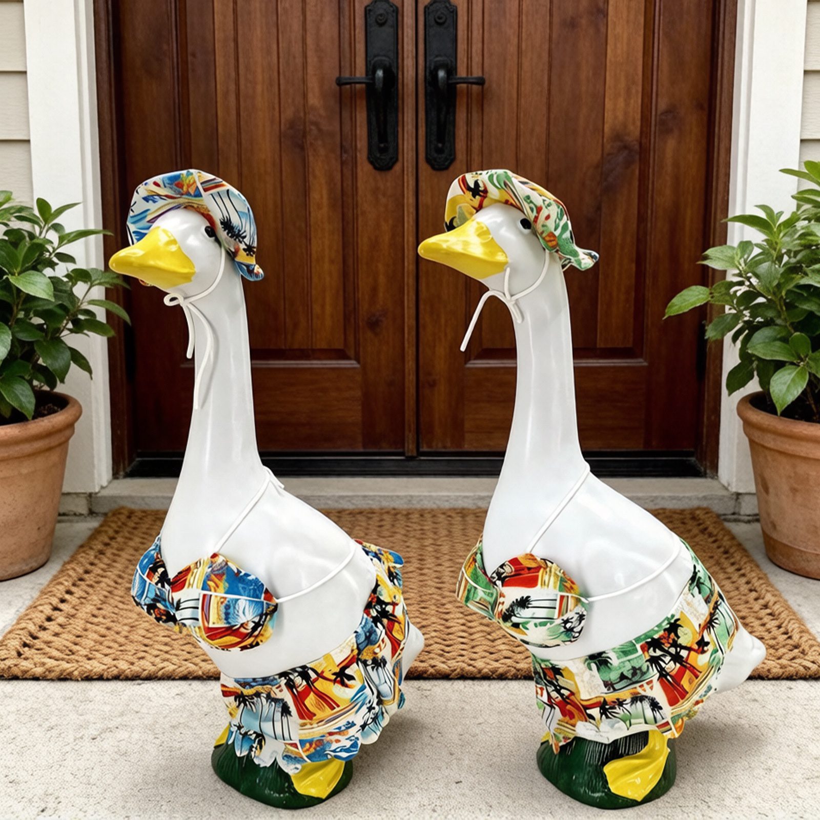 2026 New 23 Inch Porch Goose Bikini Costume Set, Hawaiian Style Beachwear for Garden & Lawn Goose Statue Decoration - Image 2