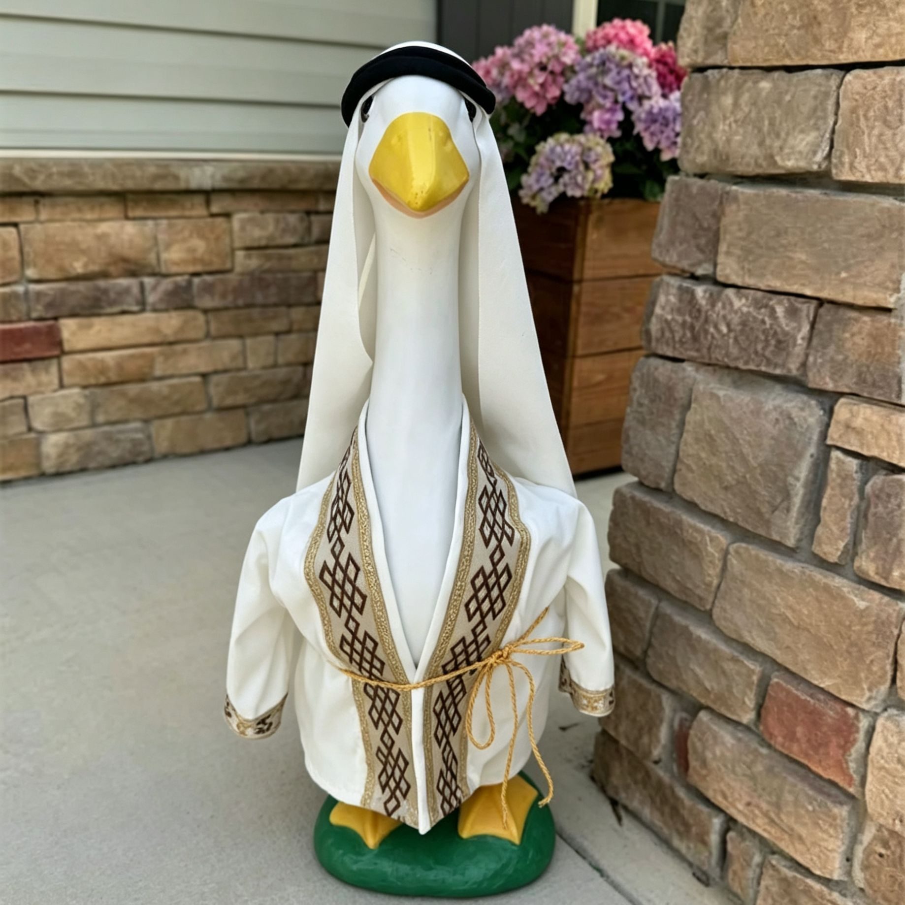 Funny Prince Costume Set for 23 Inch Porch Goose Statue, Noble Royal Outfit for Large Cement Yard Goose Garden Decor