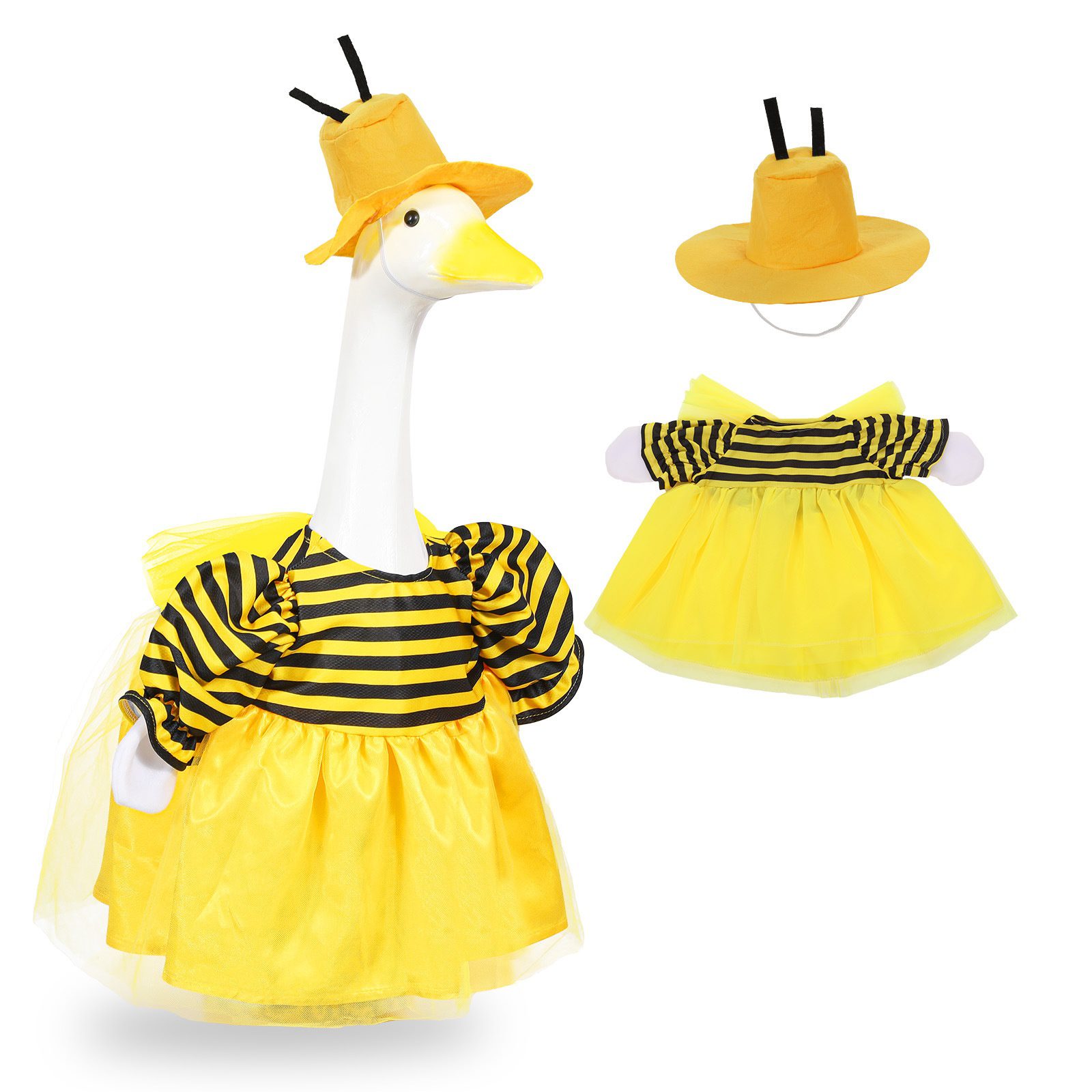 Bee Themed Porch Goose Costume, Cute Bee Cosplay Outfit for Lawn Plastic Goose Statue Holiday Decor