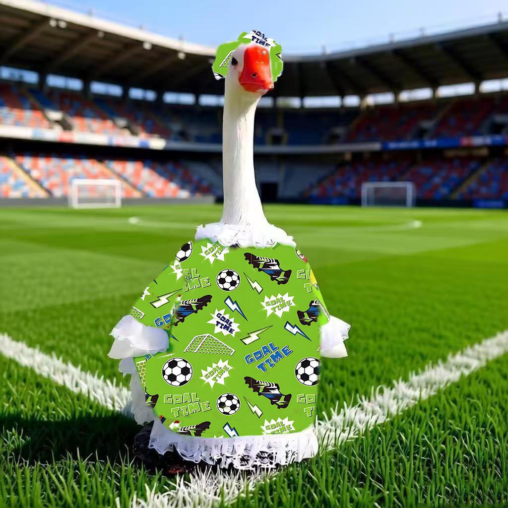 World Cup Soccer Themed Porch Goose Costume, 23 Inch Large White Goose Sports Outfit for Yard Garden Decor