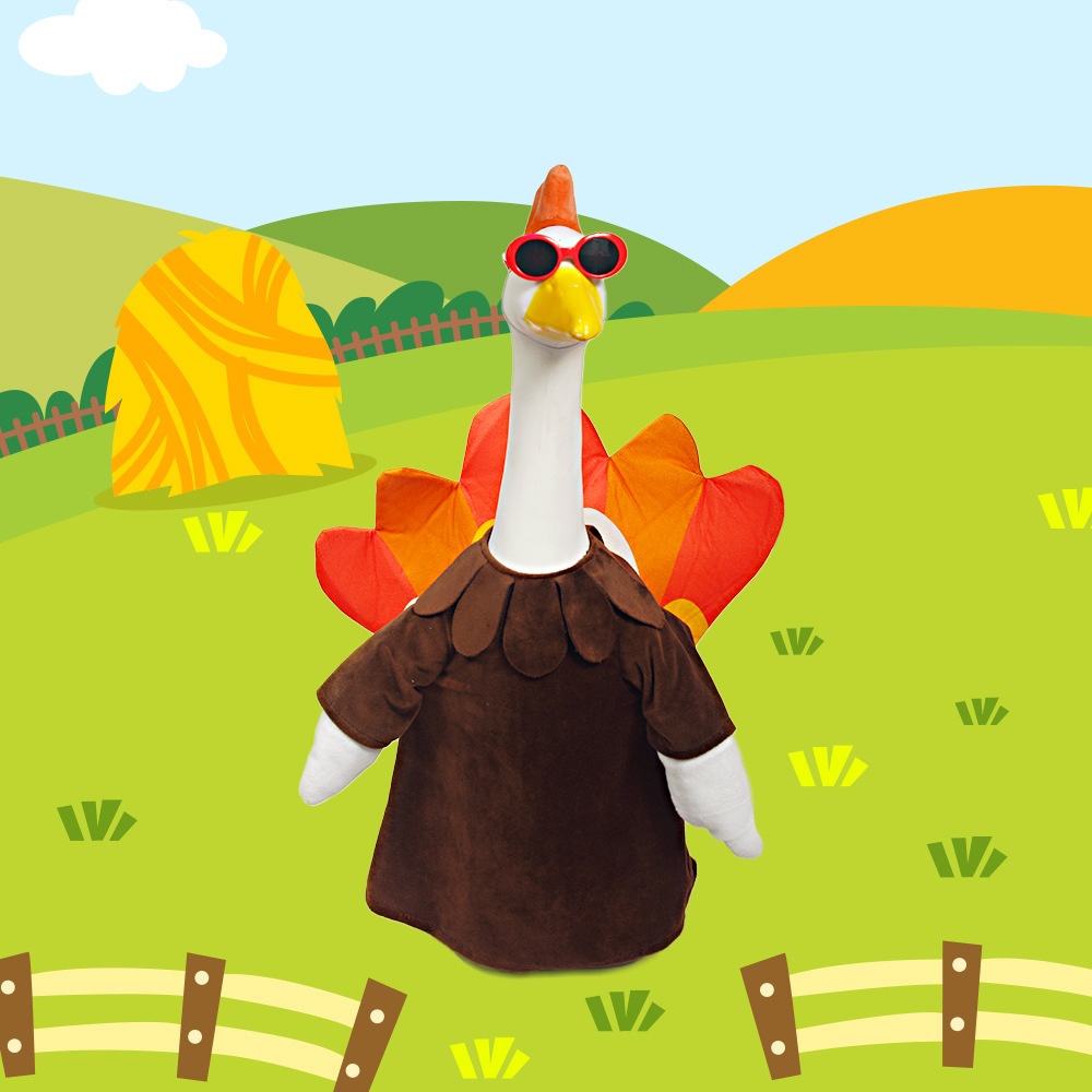 New Plush Turkey Themed Costume for Porch Goose, Dark Brown Thanksgiving Yard Goose Outfit for Decor Doll