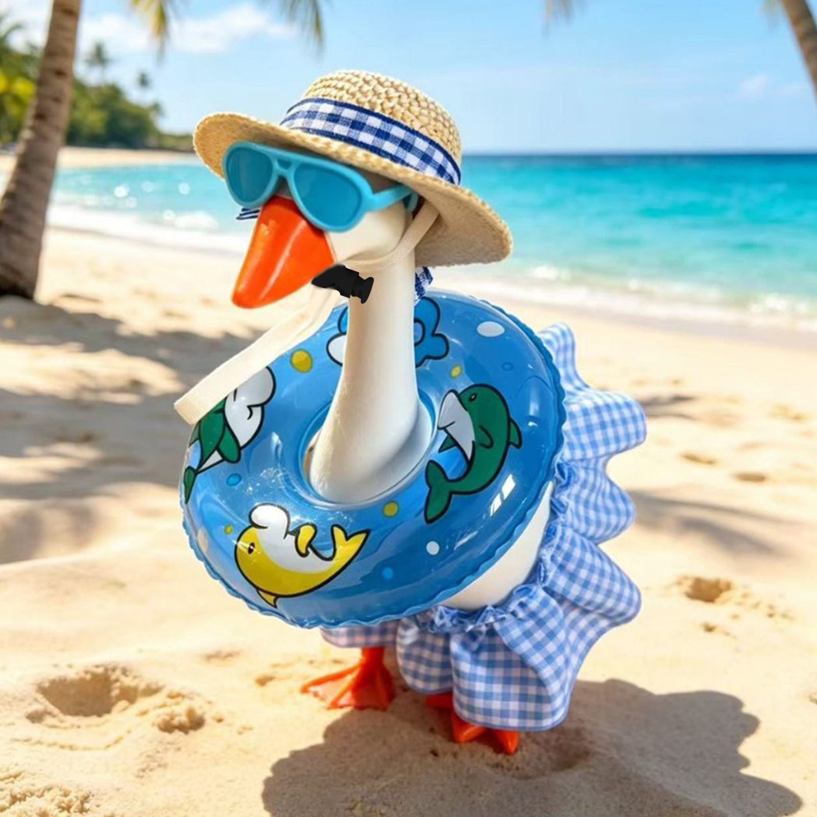 2026 New Summer 7 Inch Porch Goose Swimwear Set, Casual Beach Vacation Mini Goose Outfit for Yard Ornament Decoration - Image 2