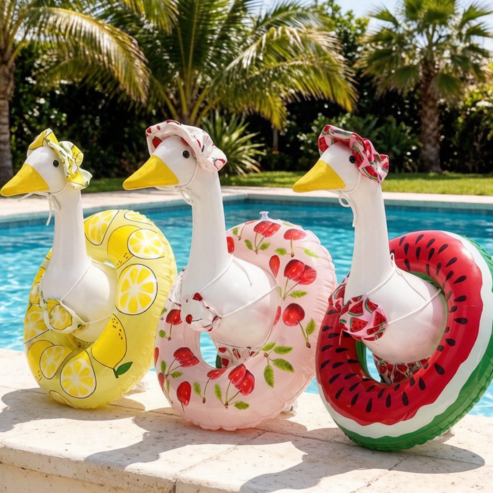 Bikini Porch Goose Costume with Swim Ring, 23-Inch Yard Goose Outfit for Outdoor Pool & Party Lawn Decoration - Image 2