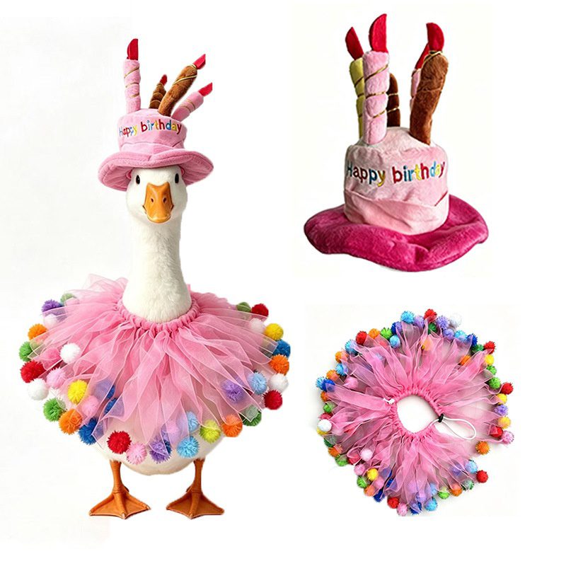 2026 New Holiday Party Porch Goose Costume Set, 23 Inch White Goose Birthday Hat & Scarf Decor Kit, Outdoor Garden Yard Decoration - Image 2