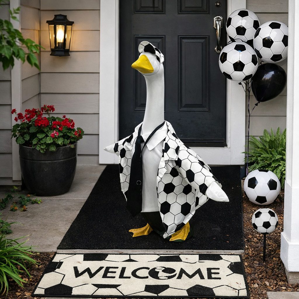 2026 New World Cup Soccer Boy Suit Set for Porch Goose Statue, Men’s Style Couple Outfit for Garden Party Yard Decor
