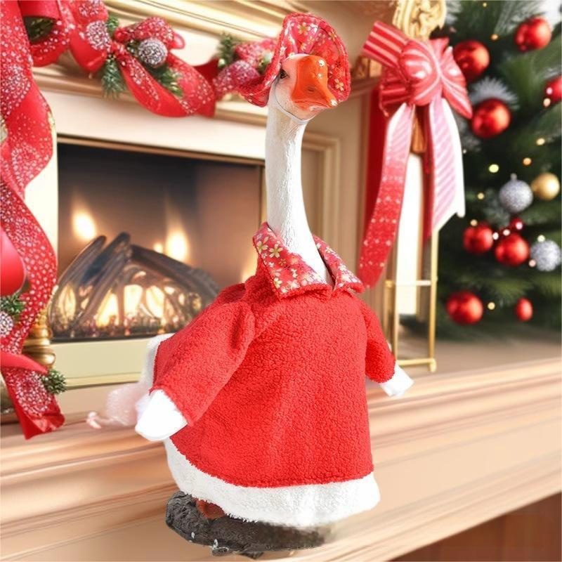 Christmas Porch Goose Costume Set, 23 Inch Large White Goose Holiday Outfit with Matching Hat - Image 5