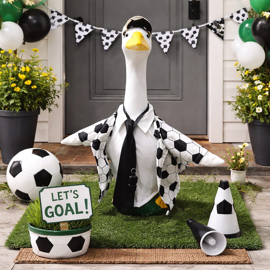 2026 New World Cup Soccer Boy Suit Set for Porch Goose Statue, Men’s Style Couple Outfit for Garden Party Yard Decor - Image 2