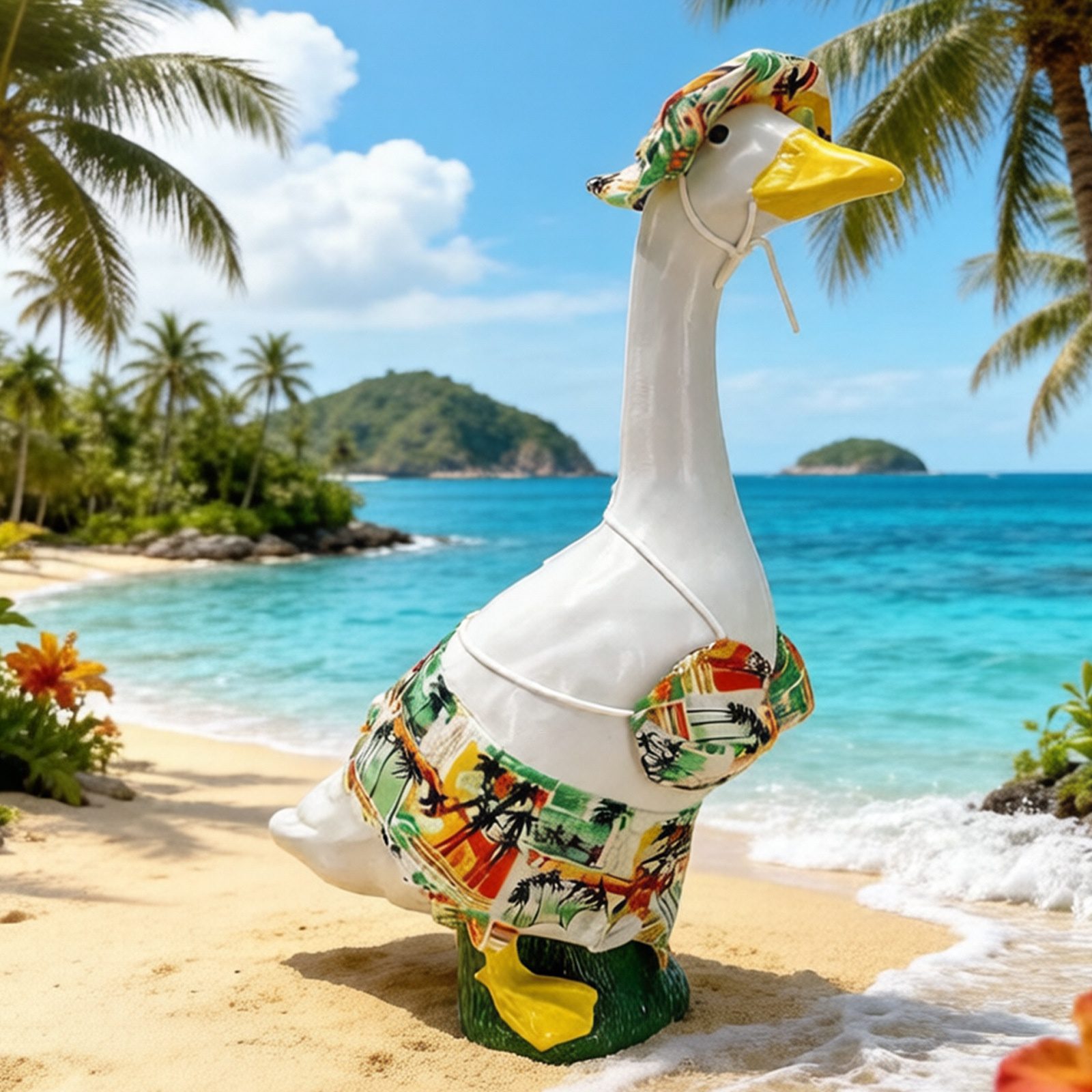 2026 New 23 Inch Porch Goose Bikini Costume Set, Hawaiian Style Beachwear for Garden & Lawn Goose Statue Decoration - Image 4