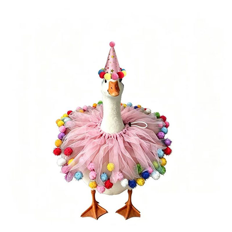 2026 New Holiday Party Porch Goose Costume Set, 23 Inch White Goose Birthday Hat & Scarf Decor Kit, Outdoor Garden Yard Decoration - Image 4