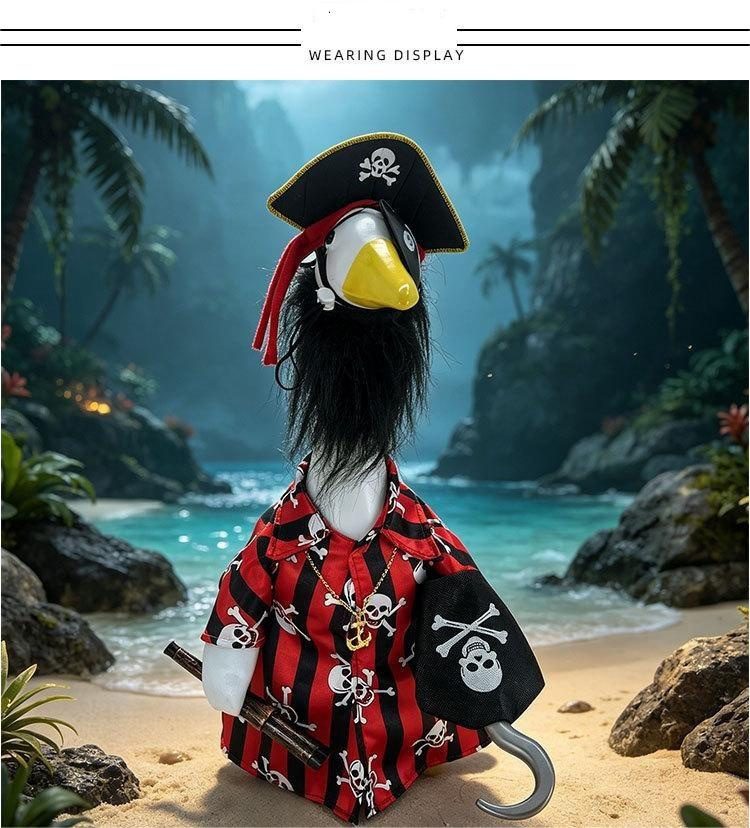 2026 New Pirate Captain 7-Piece Costume Set for 23 Inch Porch Goose, Halloween Cosplay Prop Outfit for Outdoor Yard Goose Statue Decor - Image 4