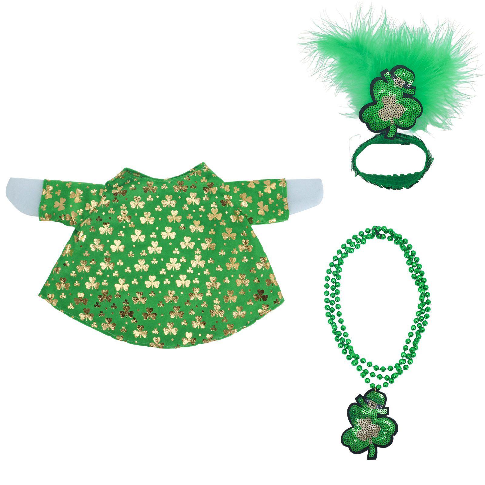Irish Four-Leaf Clover Porch Goose Costume, Summer Garden Yard Statue Decor Outfit Set - Image 5