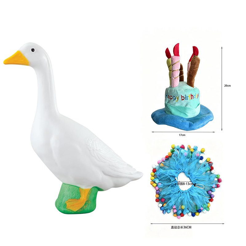 2026 New Holiday Party Porch Goose Costume Set, 23 Inch White Goose Birthday Hat & Scarf Decor Kit, Outdoor Garden Yard Decoration - Image 3