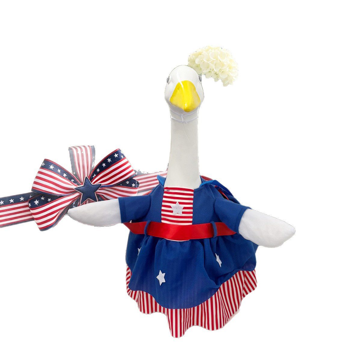 New Raincoat Style Porch Goose Costume, Independence Day Themed Outfit for Large Yard Goose Statue Decoration - Image 3