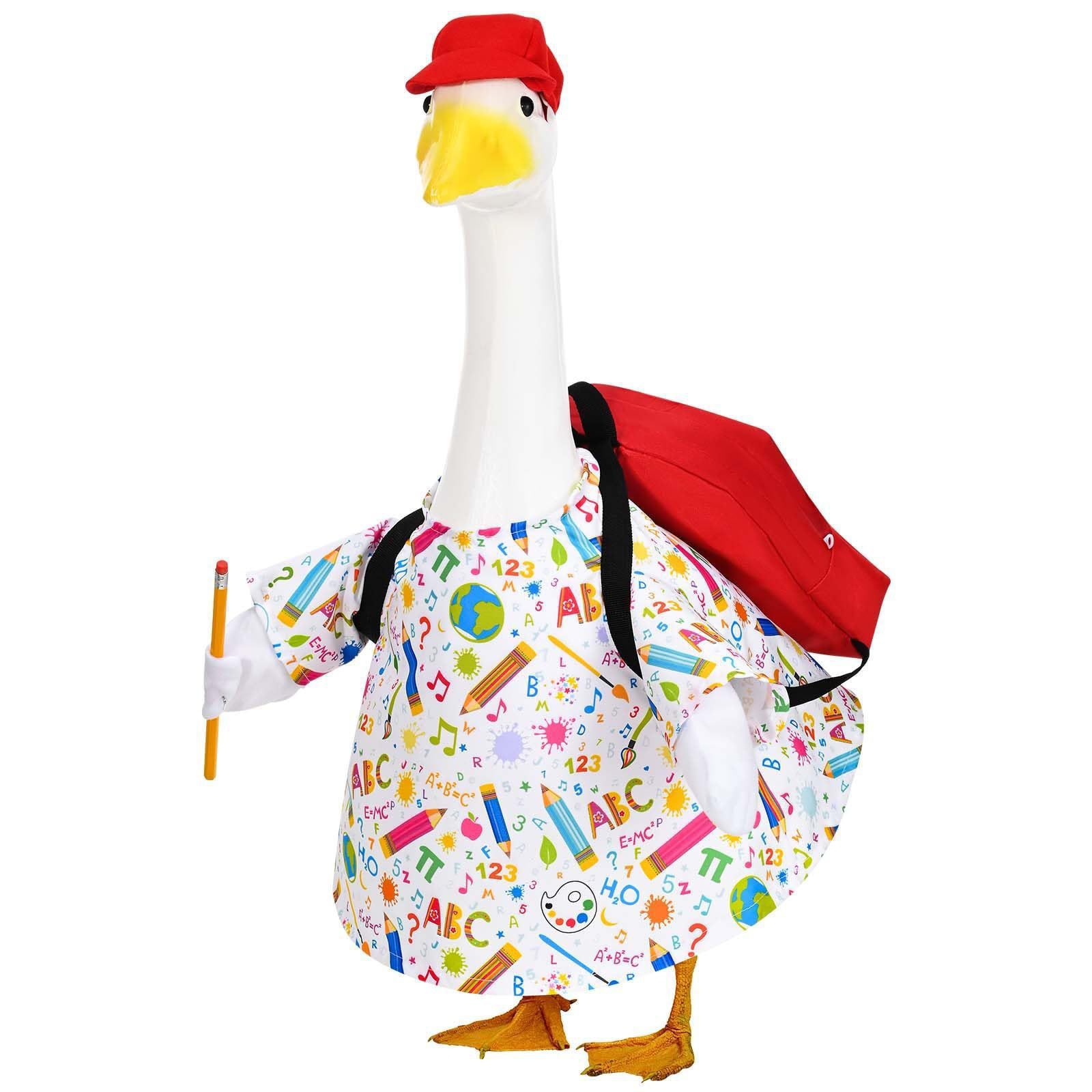 New Creative Back-to-School 3-Piece Porch Goose Costume Set, Sporty Cartoon Outfit for Large White Yard Goose Statue Home Front Door Decor - Image 3