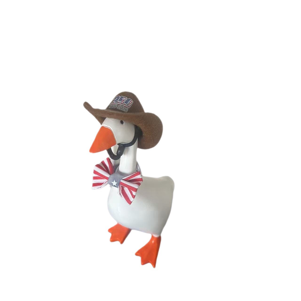 7 Inch Mini Porch Goose Denim Hat Costume Set, Striped Western Outfit for USA 250th Independence Day Small Goose Statue Holiday Party Decor - Image 3