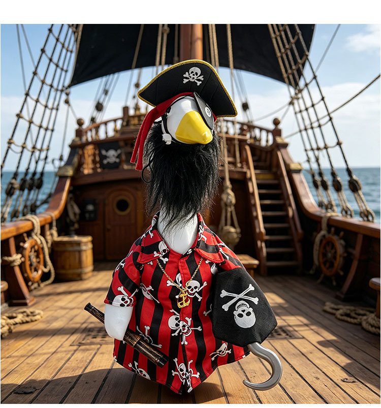 2026 New Pirate Captain 7-Piece Costume Set for 23 Inch Porch Goose, Halloween Cosplay Prop Outfit for Outdoor Yard Goose Statue Decor - Image 3