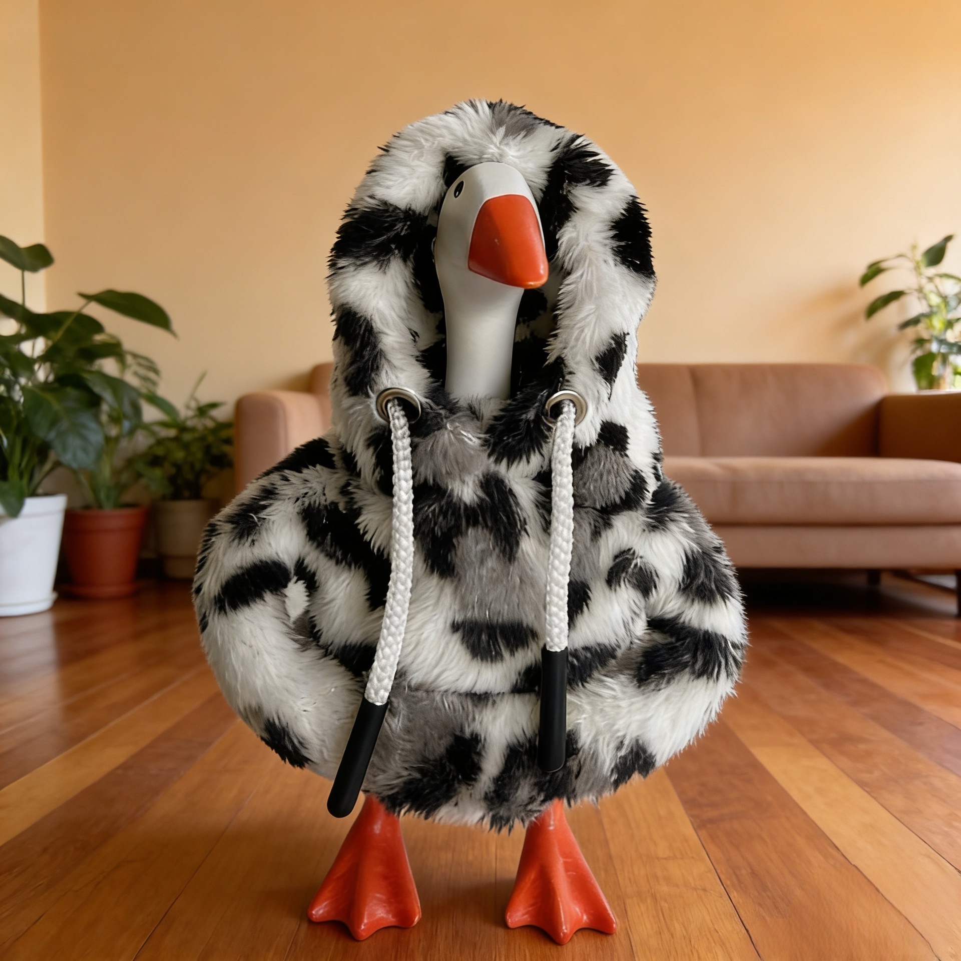 7 Inch Tabletop Goose Plush Hoodie Outfit, Leopard & Tiger Print Fleece Sweatshirt for Mini Porch Goose Figurines - Image 5