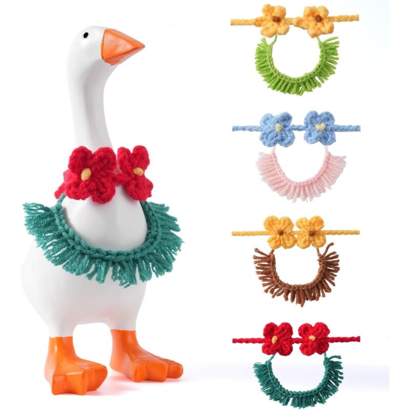 Cute Style Mini Bikini & Shirt Outfit for 7 Inch Tabletop Goose Statue, Four-Season Polyester Hand Woven Decor Set