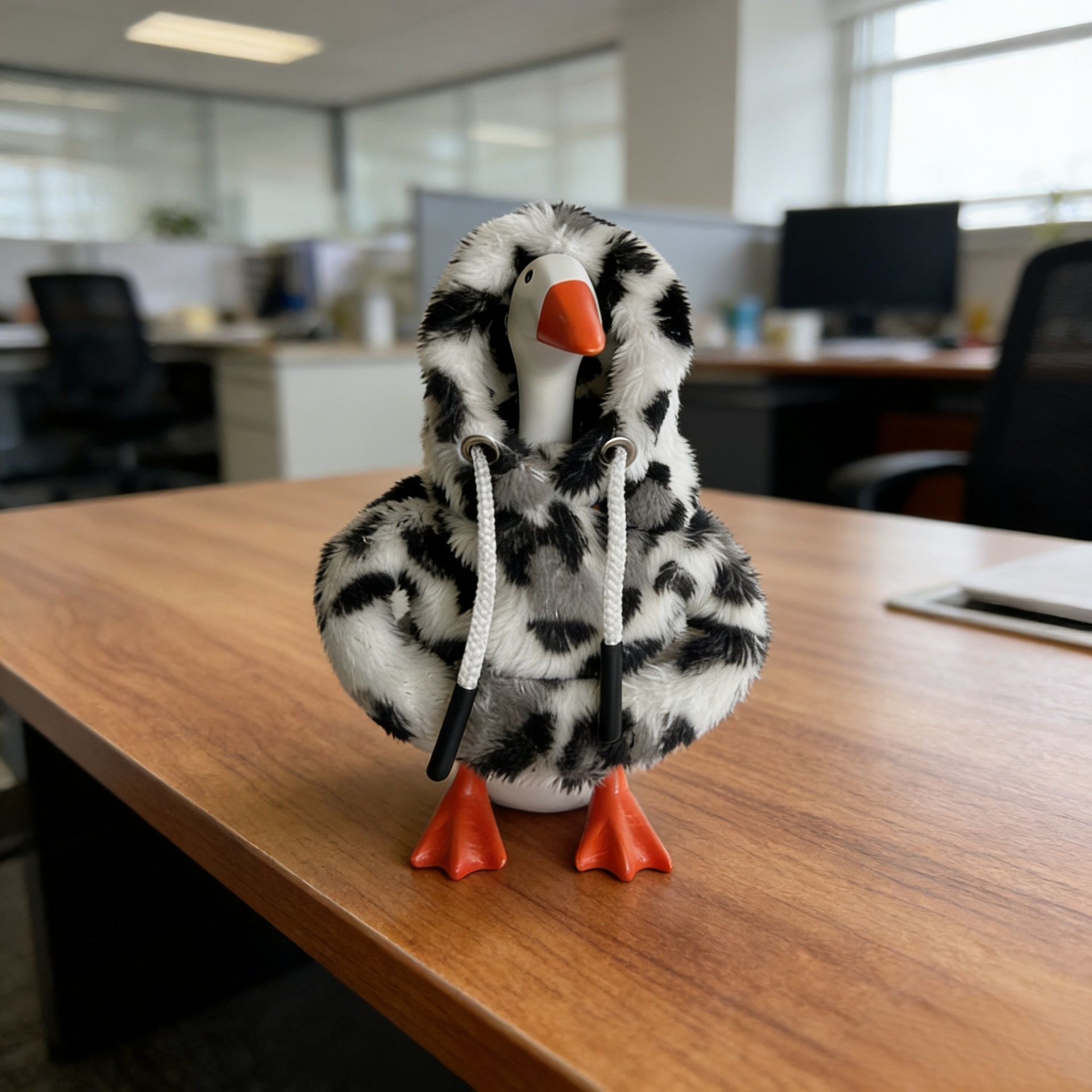 7 Inch Tabletop Goose Plush Hoodie Outfit, Leopard & Tiger Print Fleece Sweatshirt for Mini Porch Goose Figurines