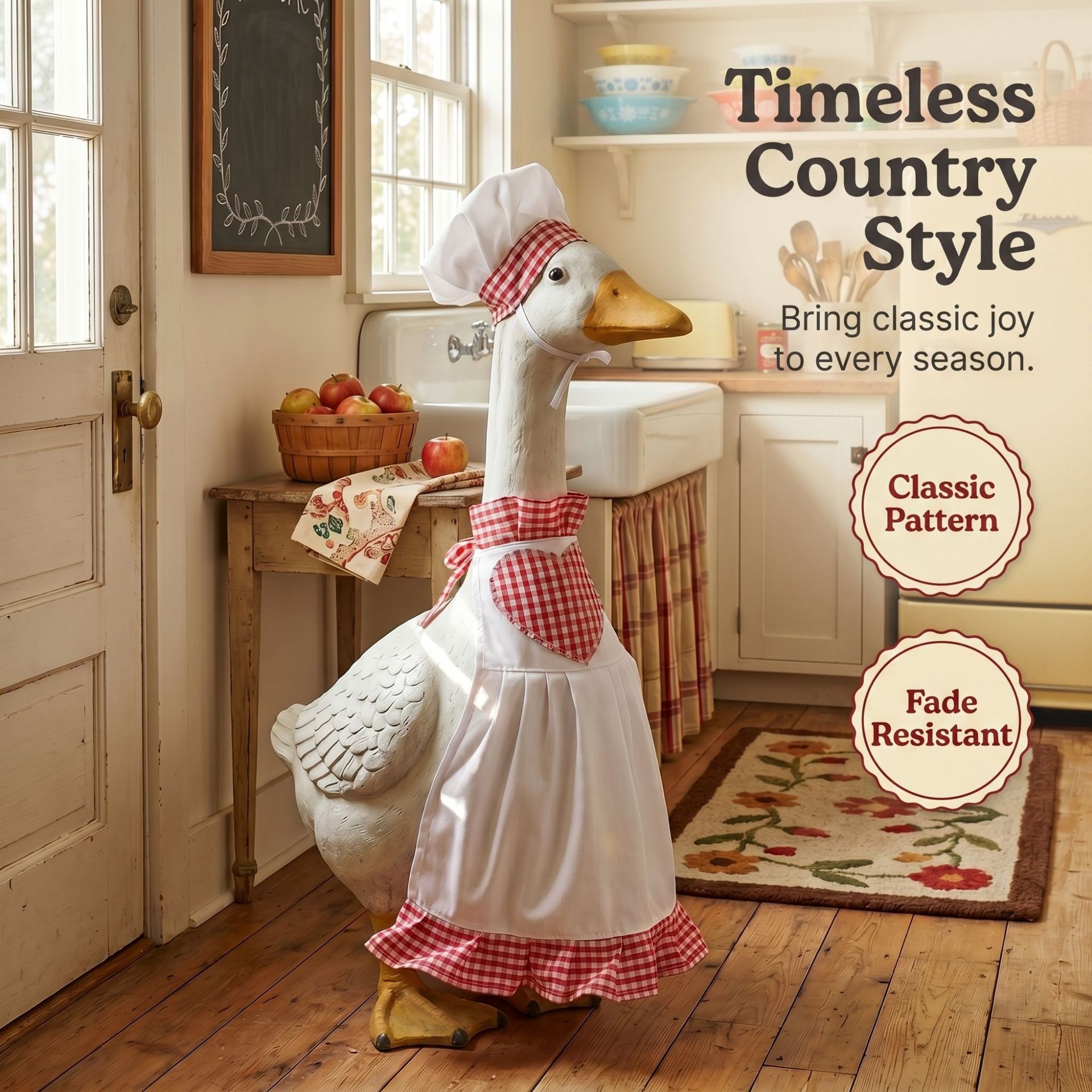 Chef Outfit Set for 23 Inch Porch Goose Statue, Hat and Apron Decor Costume for Garden Lawn Goose Yard Ornament