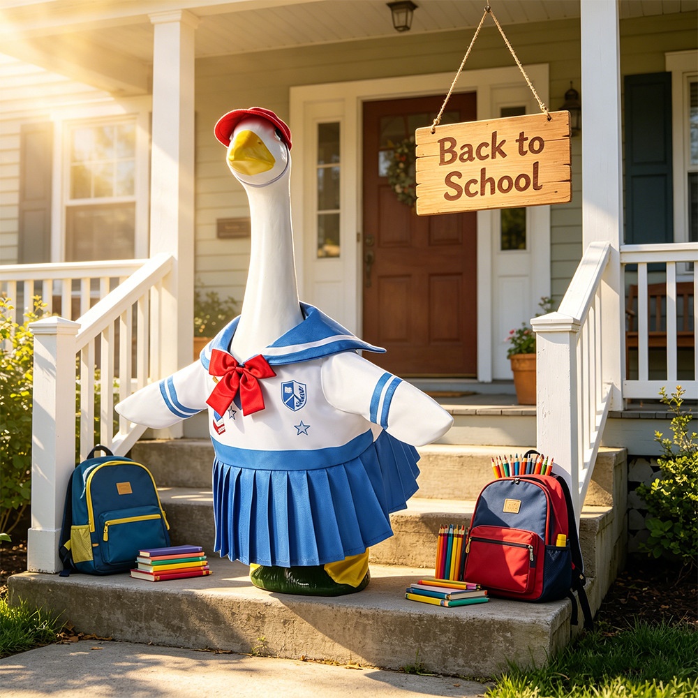 New Back-to-School Sailor Costume, All-Season Outfit for 23 Inch Porch Goose Statue